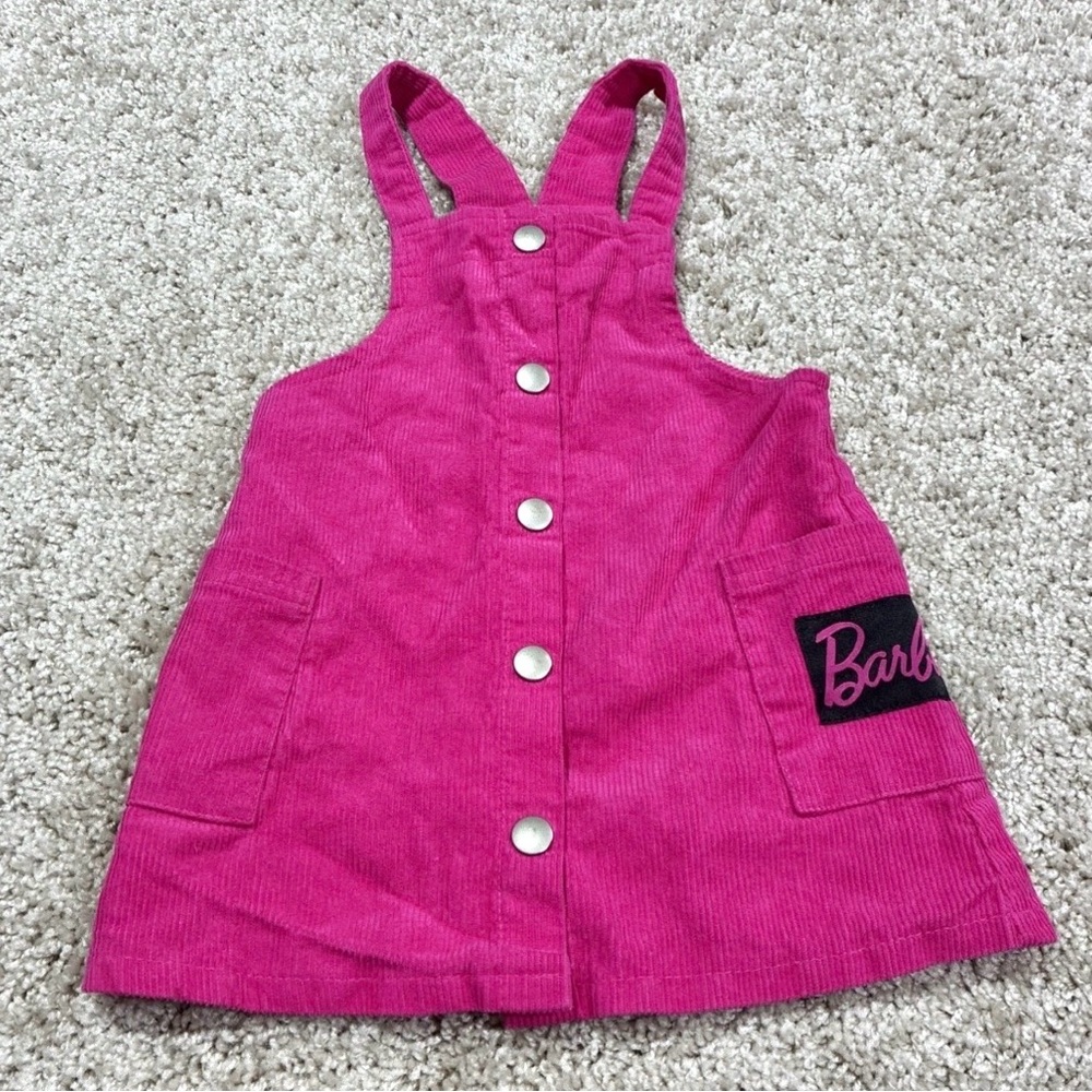Barbie Toddler Girls Hot Pink
Corduroy Jumper / Dress size 2T
Button Snap Pocket